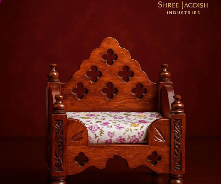 Royal Wooden Laddu Gopal Singhasan – Premium Handmade Design