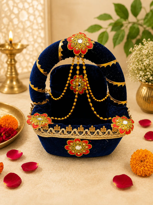 Royal Blue Velvet Decorative Basket for Lalla